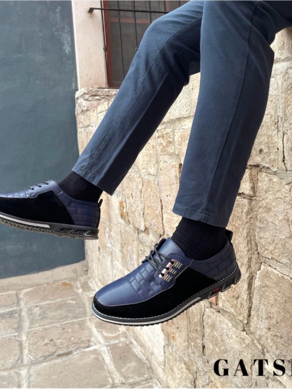 Men's Gatsby Black Quilted Oxford-Derby Hybrid Shoes